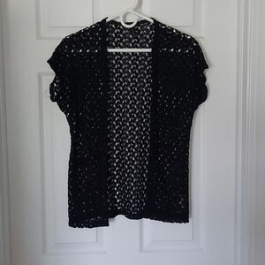 Full Tilt Size L, Black Crochet Open Casual Cardigan